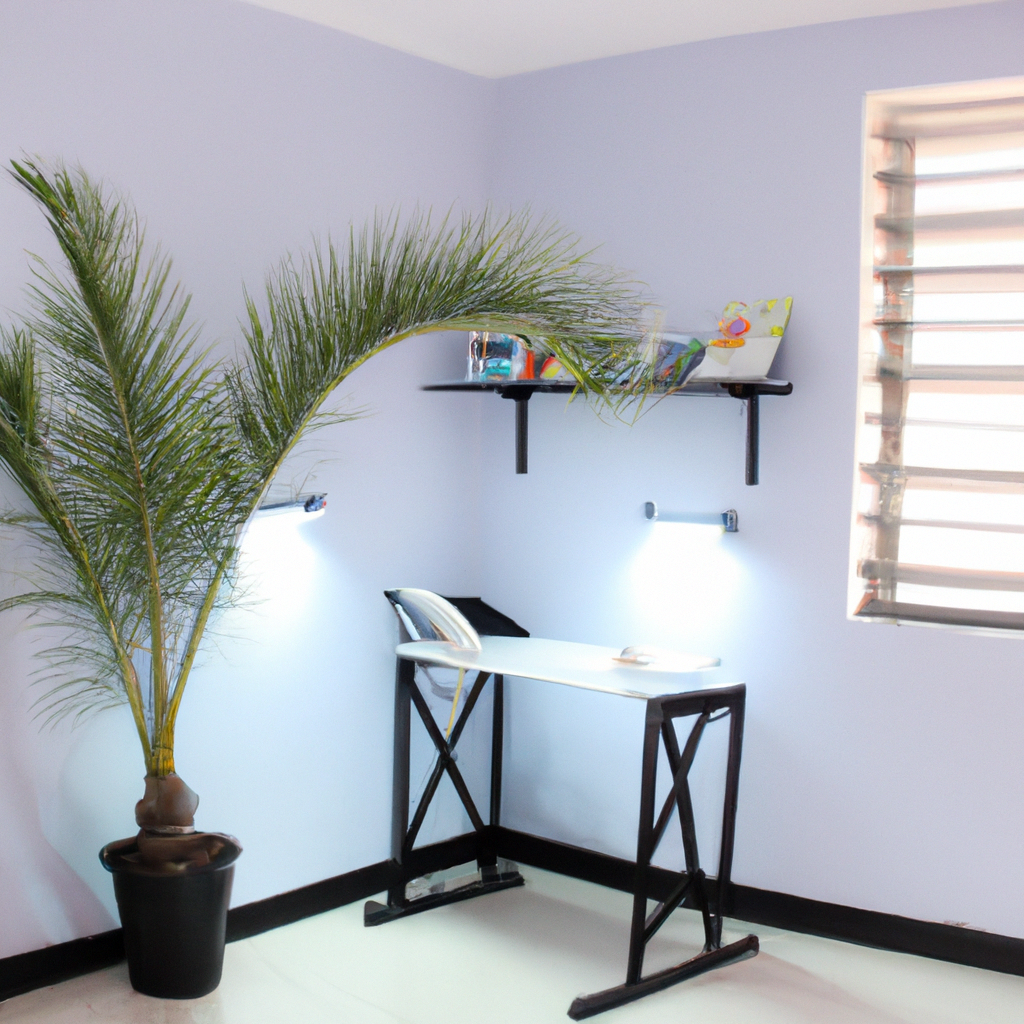 Studio photo lumineux et minimaliste à Fort-de-France, Martinique, avec lumière naturelle et configuration moderne